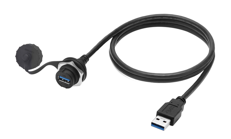USB 3.0公转母数据线电源线防水防尘金属螺口 厂家直销 客户定制