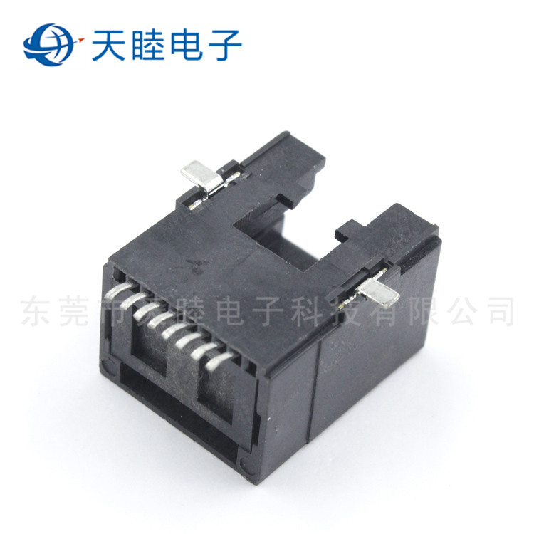 8P8C 全塑带铁脚SMT贴片式RJ45母座