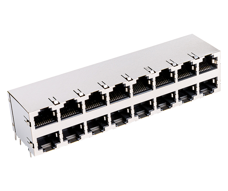 2X8双层16座8PINRJ45网络母座